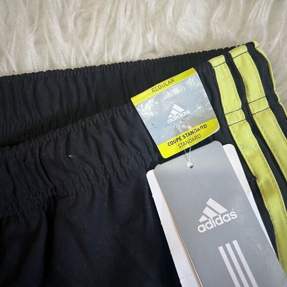 Y2K Adidas Black Neon Green Track Pants Nylon Elastic Size XL Climacool Rare - Picture 4 of 7